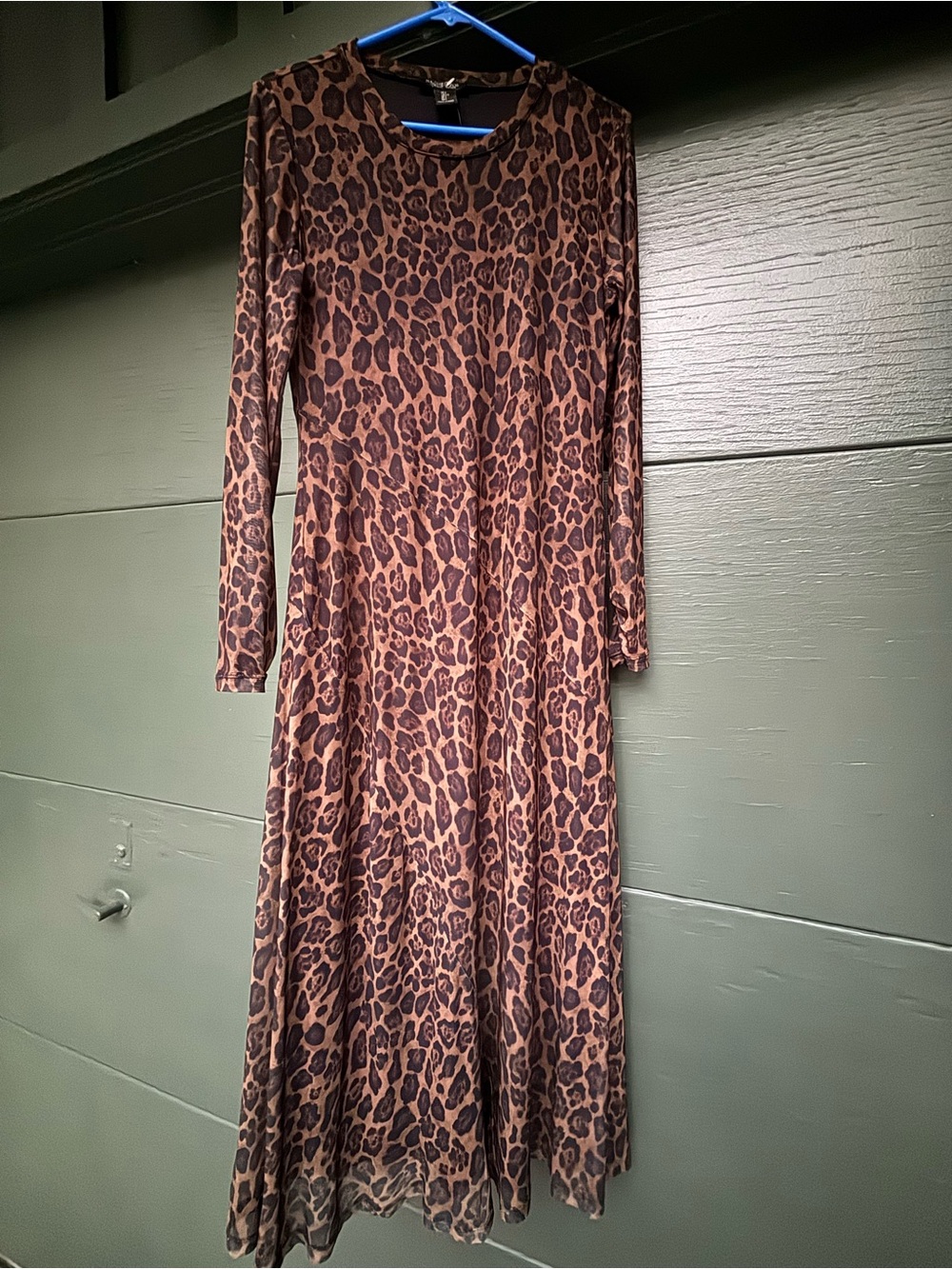 Rachel Zoe Brown and Black Leopard-Print Long Sleeve Maxi Dress